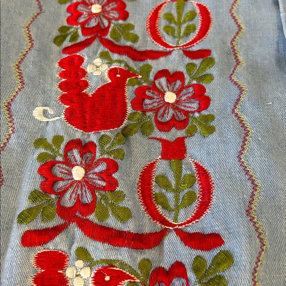 Vintage Embroidered Denim Shirt for Men